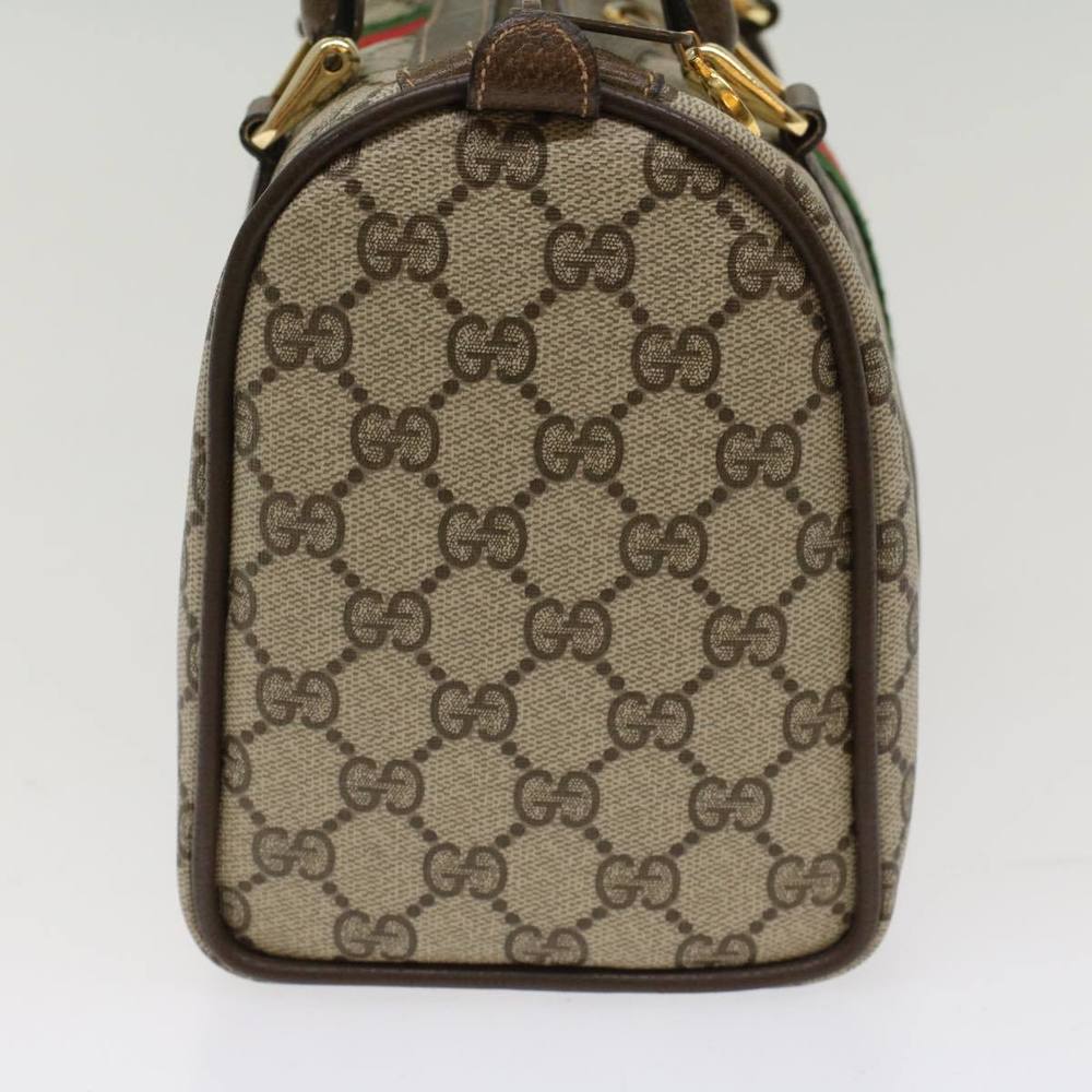GUCCI GG Canvas Web Sherry Line Boston Bag Beige Red 3902006 Auth bs7253 - Picture 5 of 16